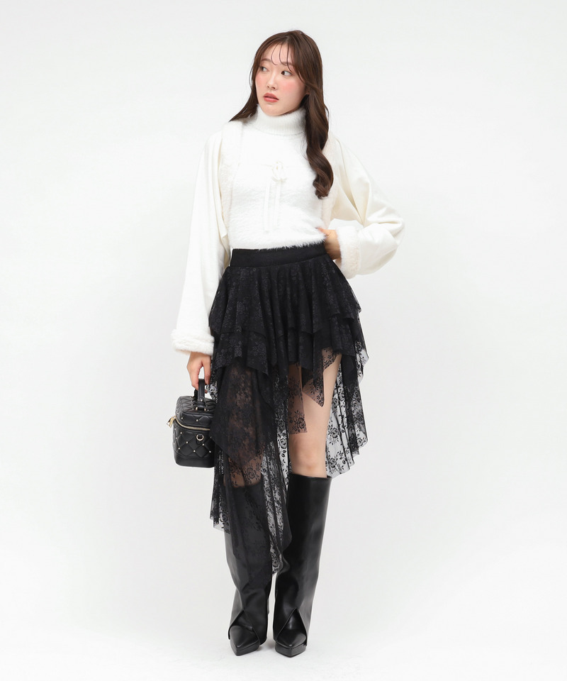 シャギーハイネックファーボレロアンサンブル 詳細画像 オフホワイト 9