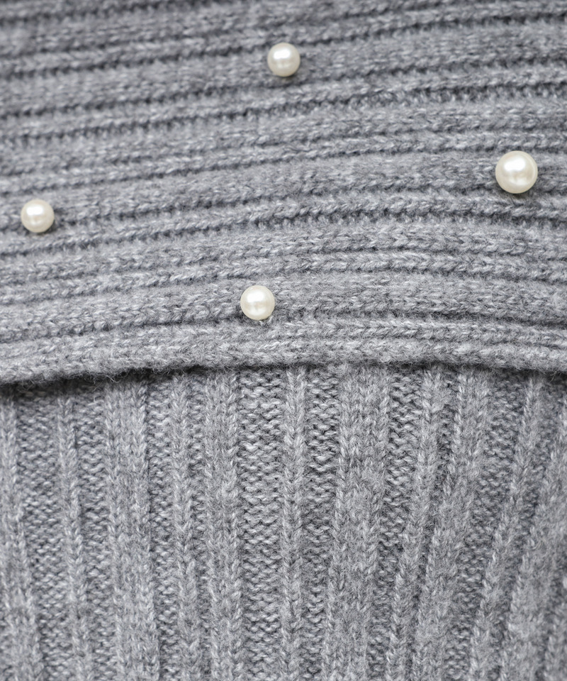 オフショルパールニットチュニック 詳細画像 グレー 7