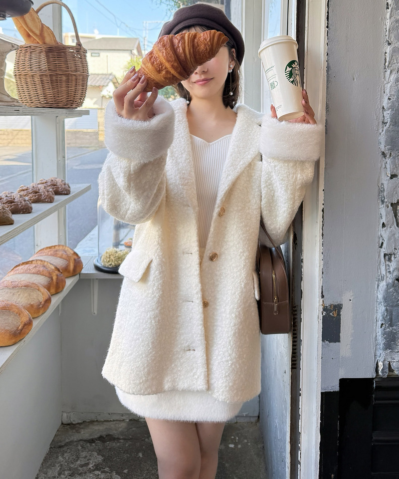 ファー付テーラージャケットコート 詳細画像 オフホワイト 4