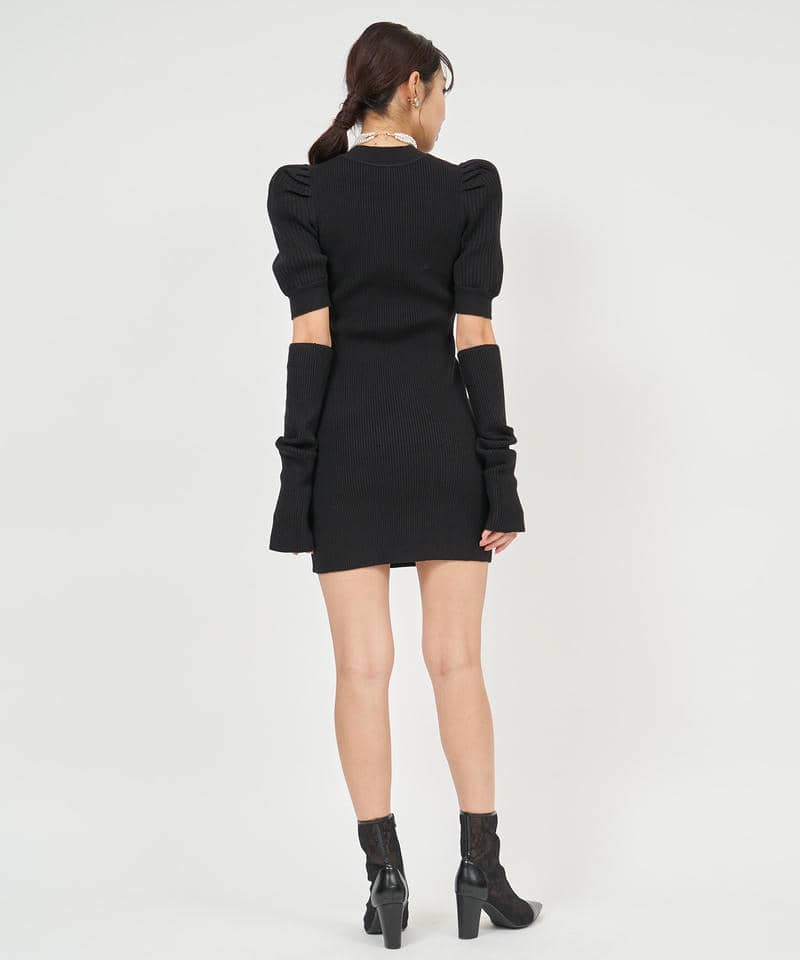 アームウォーマー付タイトミニワンピース 詳細画像 ブラック 3