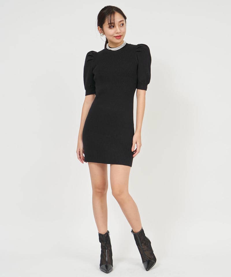 アームウォーマー付タイトミニワンピース 詳細画像 ブラック 4