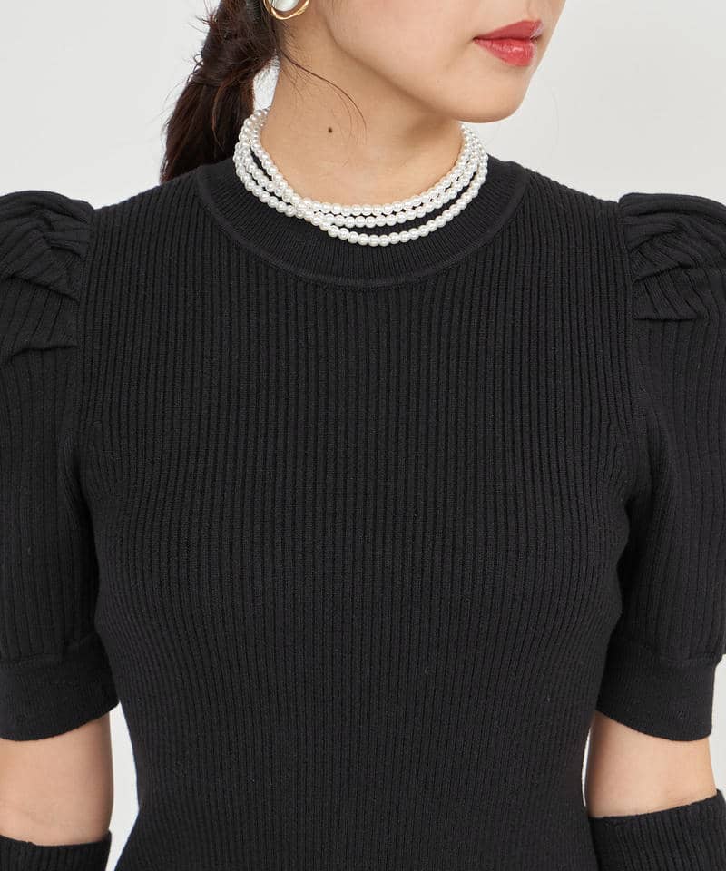 アームウォーマー付タイトミニワンピース 詳細画像 ブラック 5