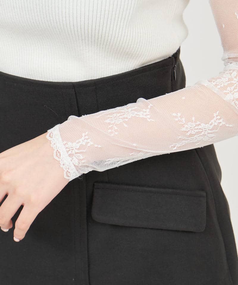 レース切替リブニットトップス 詳細画像 オフホワイト 6