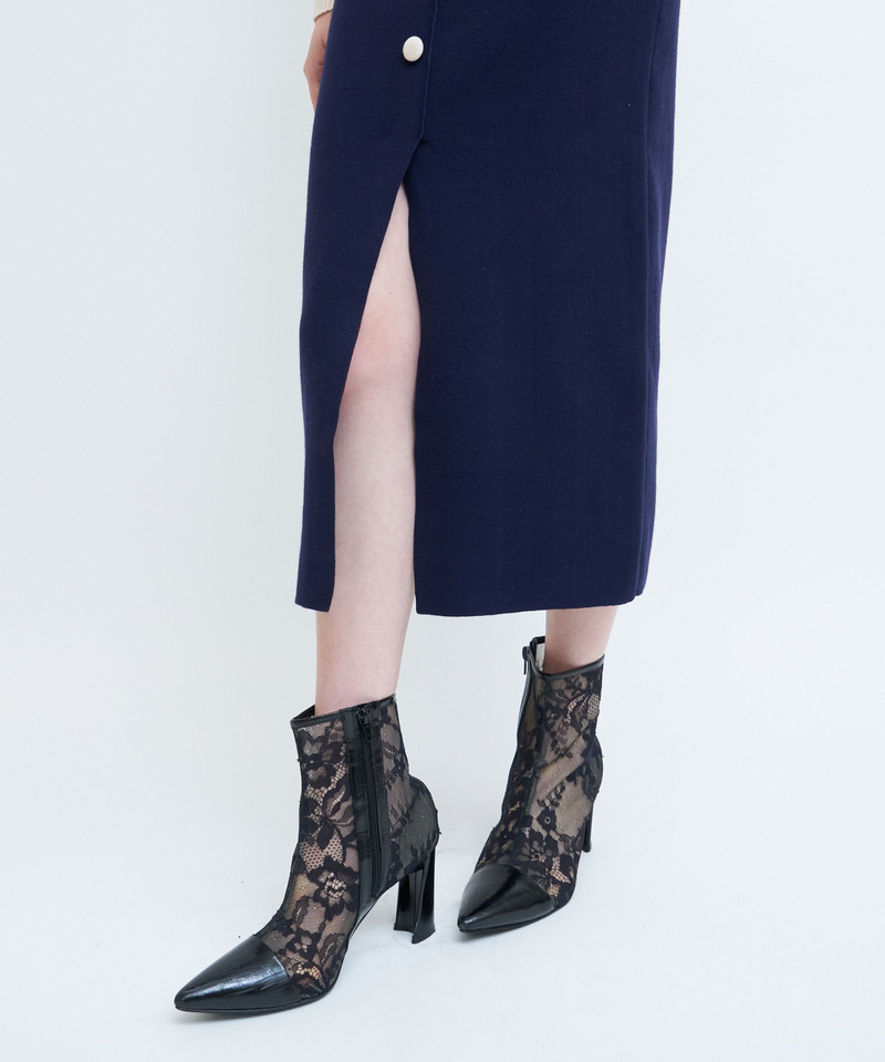 配色オフショルタイトニットワンピース 詳細画像 パープル 7