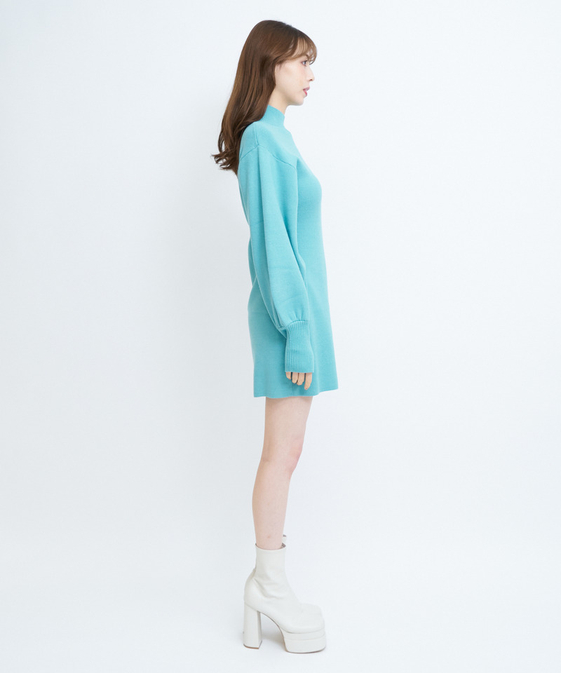 ウォッシャブルハイネック長袖ニットミニワンピース 詳細画像 ボーダー 2