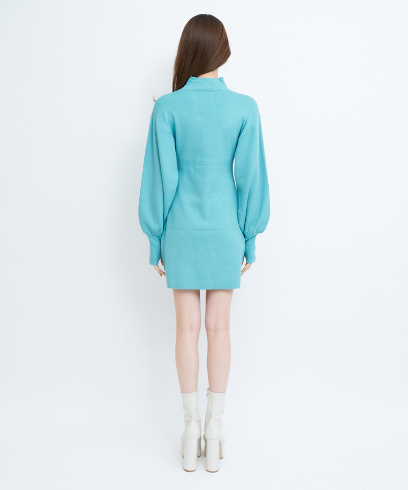 ウォッシャブルハイネック長袖ニットミニワンピース 詳細画像 ボーダー 3