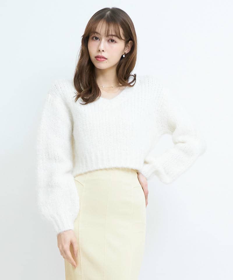 フワフワカラーニットトップス 詳細画像 オフホワイト 1