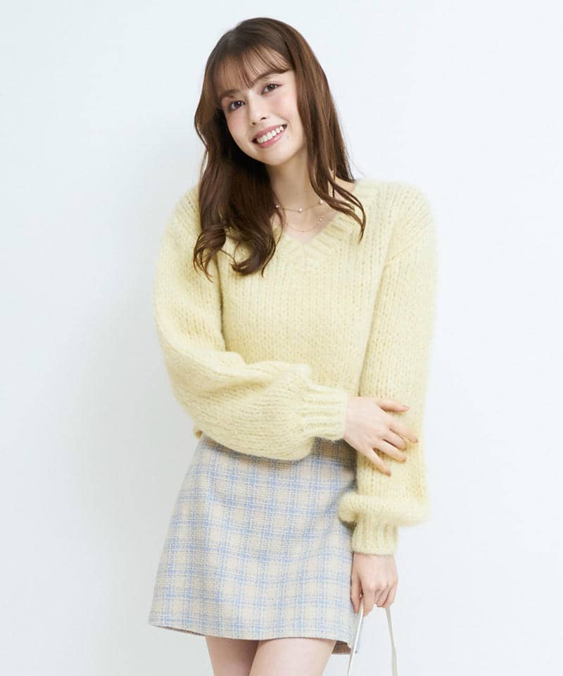 フワフワカラーニットトップス 詳細画像 イエロー 1