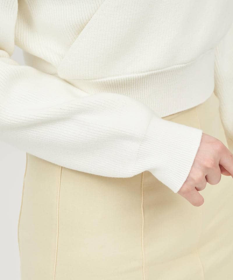 カシュクールアームフェザーニットトップス 詳細画像 オフホワイト 6