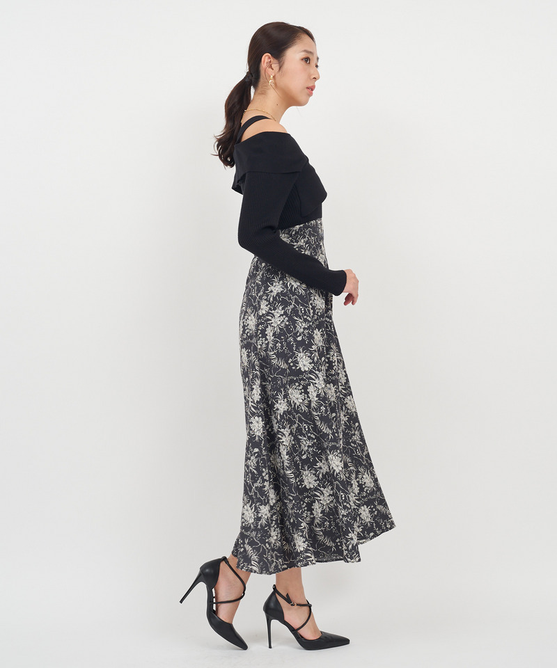 オフショルドッキングフラワーワンピース 詳細画像 ベージュ 2