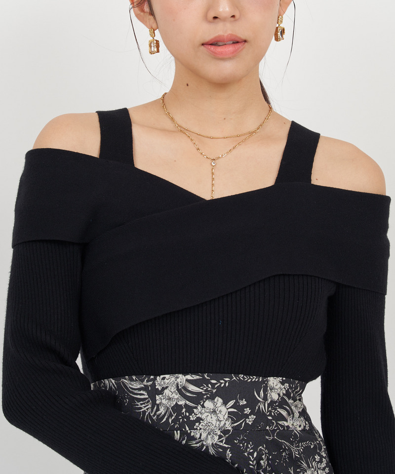 オフショルドッキングフラワーワンピース 詳細画像 ベージュ 4