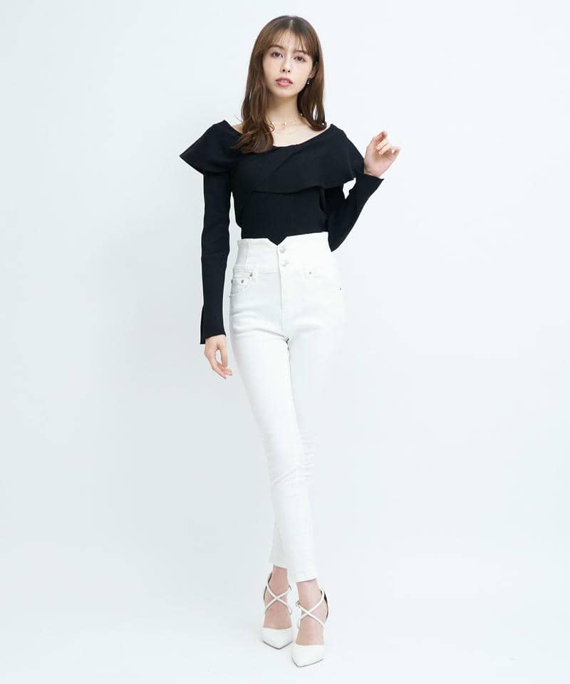 カシュクールデザインニットトップス 詳細画像 ブラック 2