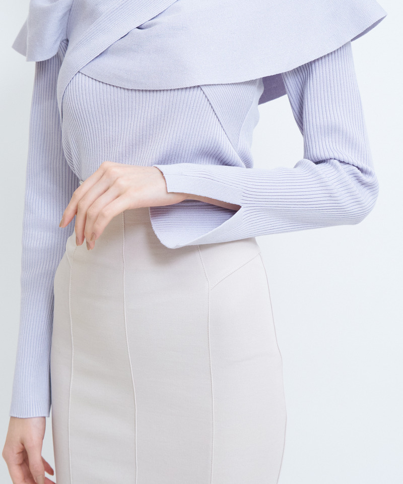 カシュクールデザインニットトップス 詳細画像 ブラック 6