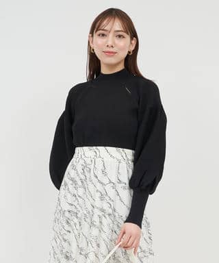 カットアウトボリュームスリーブニットトップス