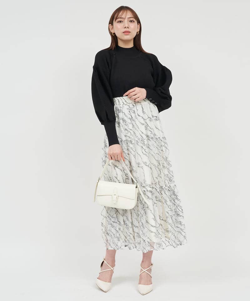 カットアウトボリュームスリーブニットトップス 詳細画像 ブラック 10