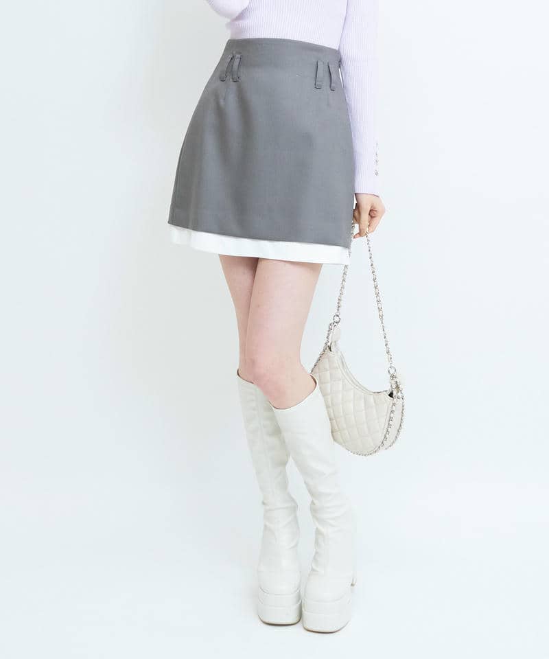 レイヤード風ミニスカート 詳細画像 グレー 1