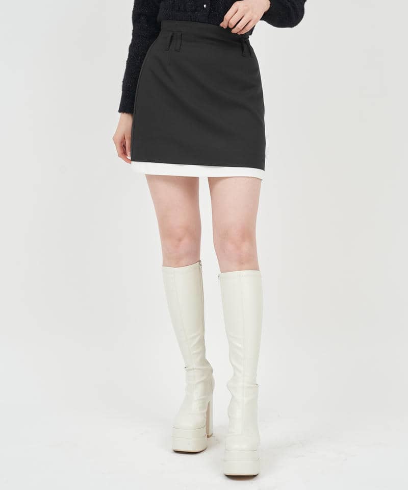 レイヤード風ミニスカート 詳細画像 ブラック 1