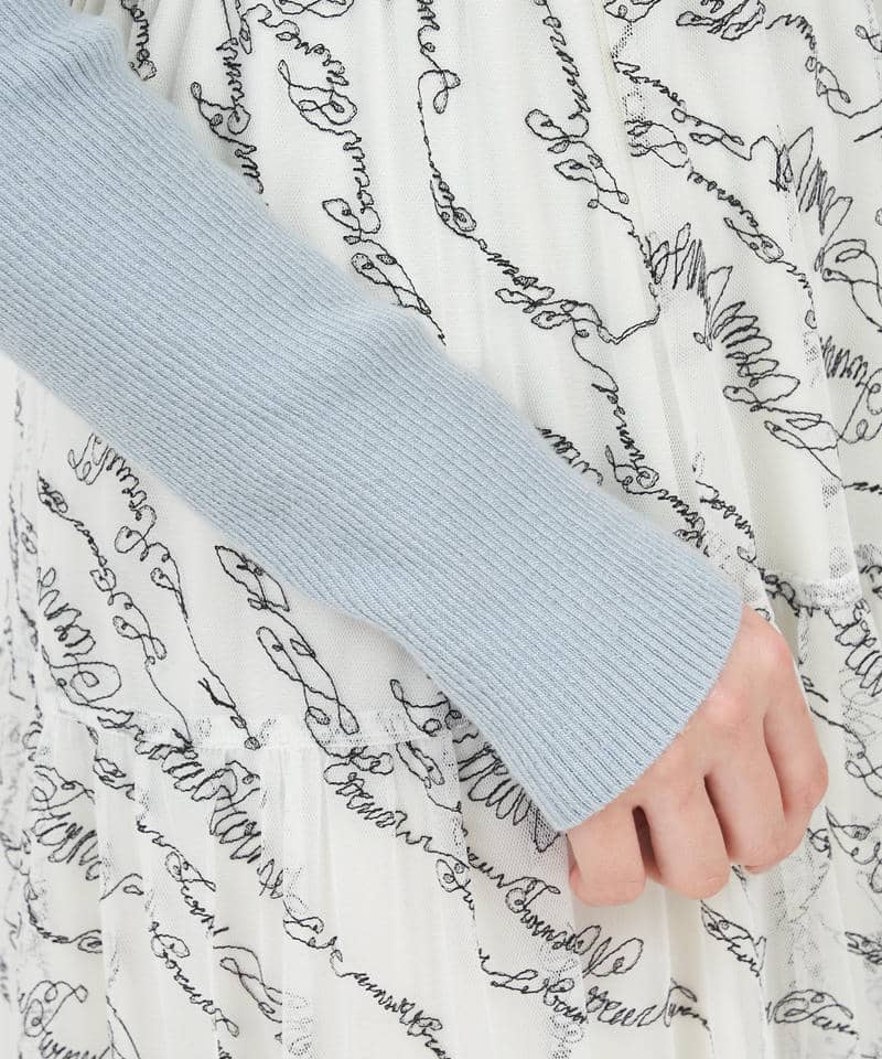 オープンショルダーリブニットトップス 詳細画像 ブルー 6