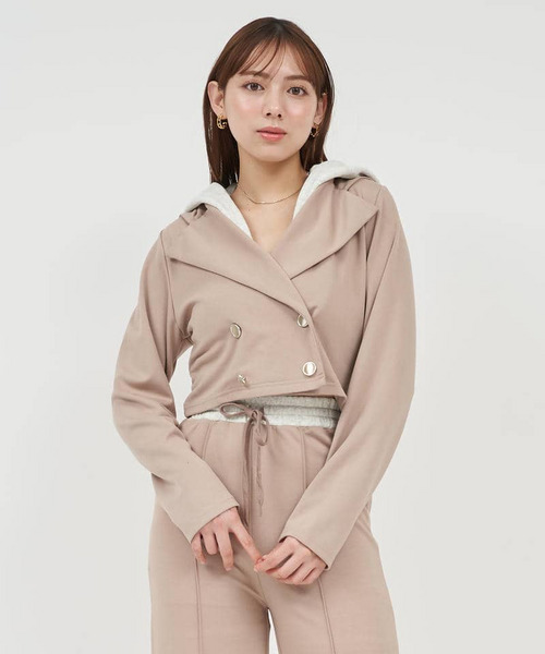 パーカーレイヤード風ジャケット 詳細画像