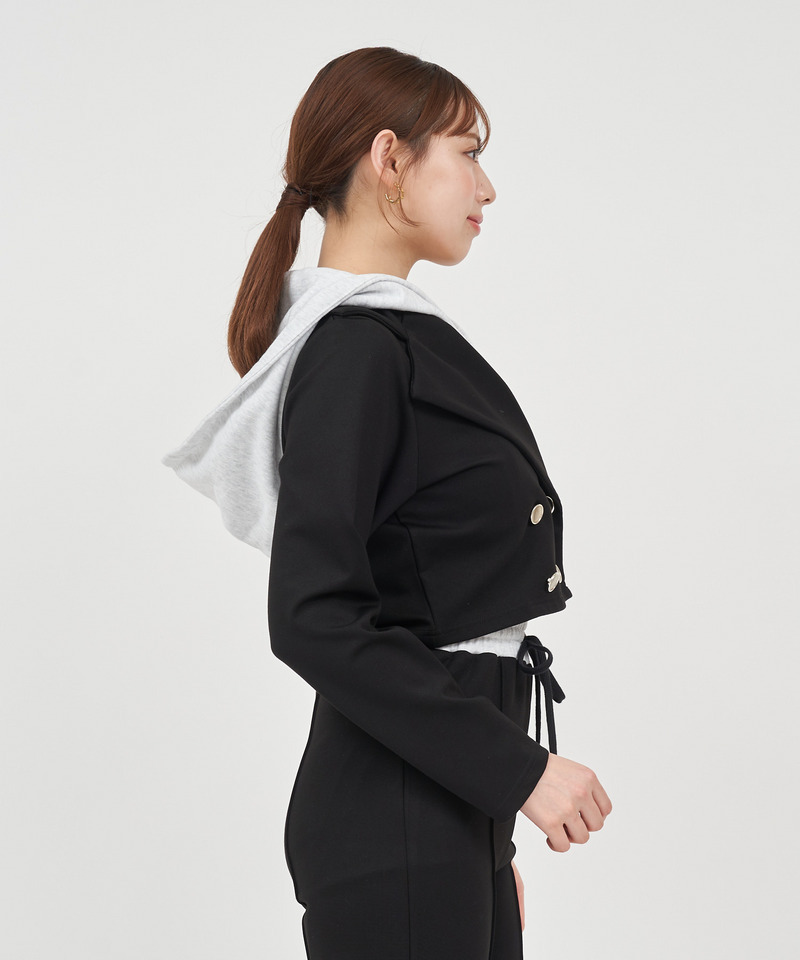 パーカーレイヤード風ジャケット 詳細画像 ベージュ 4