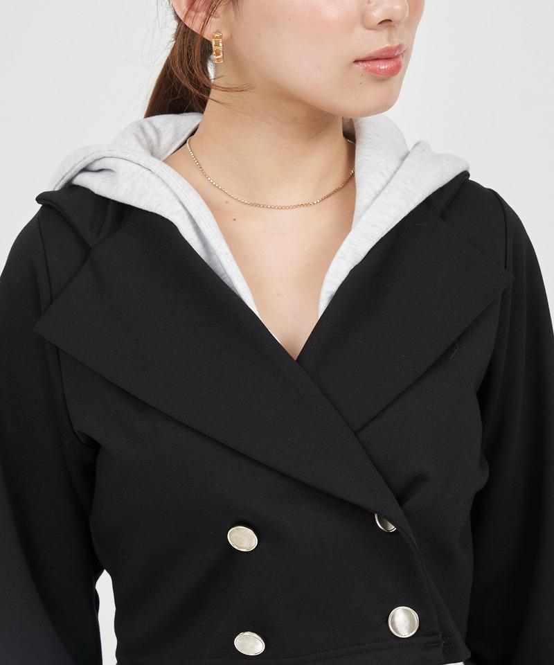 パーカーレイヤード風ジャケット 詳細画像 ベージュ 6