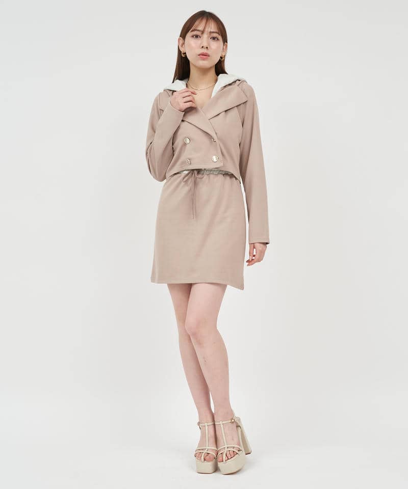 ウエスト配色ミニスカート 詳細画像 ベージュ 2