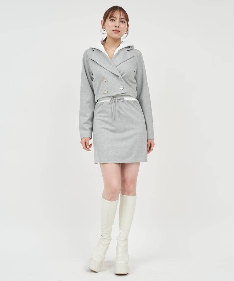 ウエスト配色ミニスカート 詳細画像 グレー 2