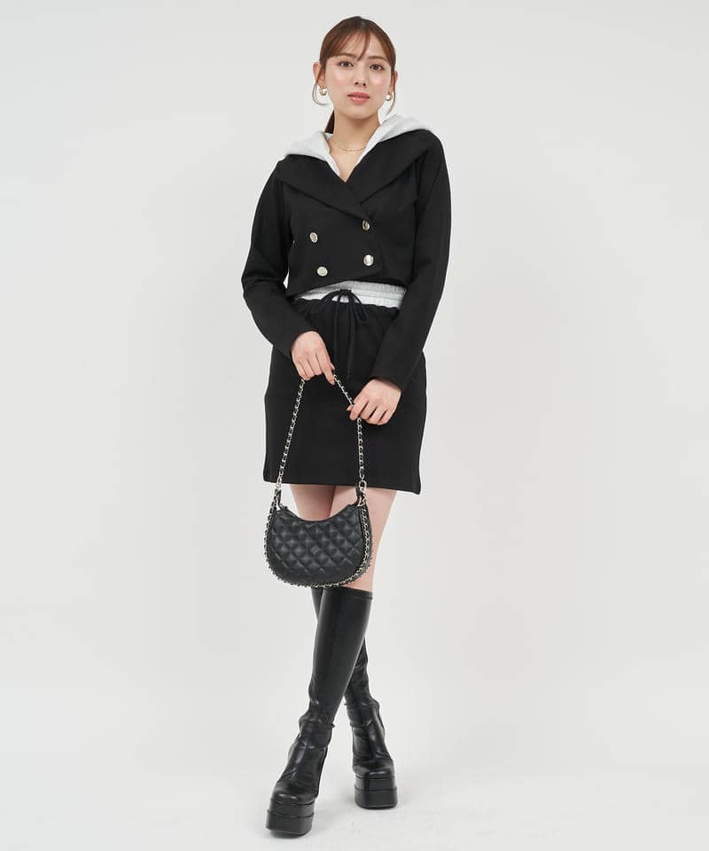 ウエスト配色ミニスカート 詳細画像 ブラック 6