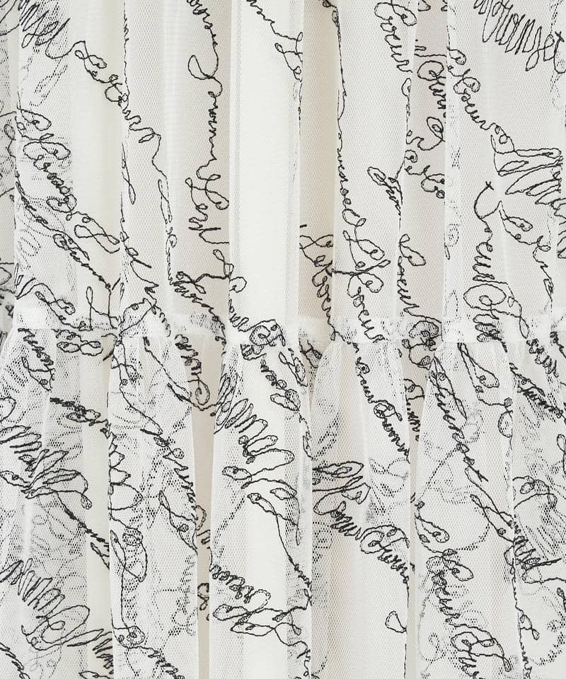 レタリングチュールフレアスカート 詳細画像 オフホワイト 5