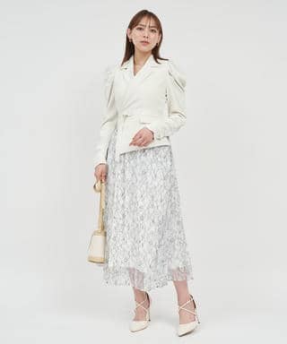 レースプリーツジャケットワンピース