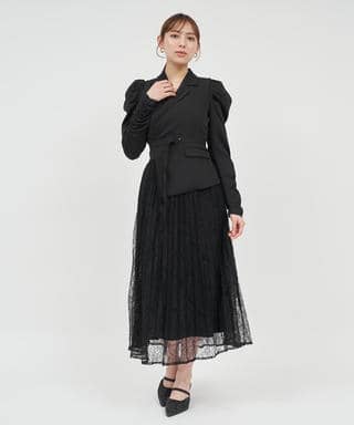 レースプリーツジャケットワンピース