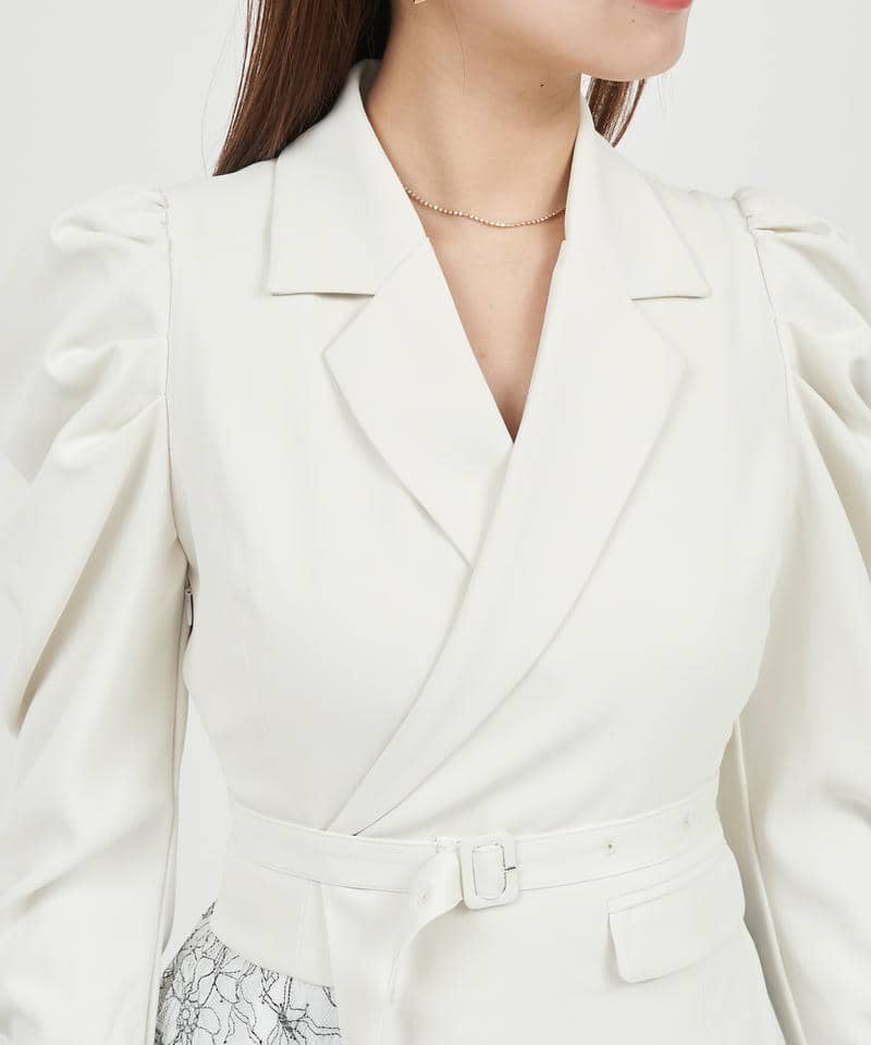 レースプリーツジャケットワンピース 詳細画像 オフホワイト 4