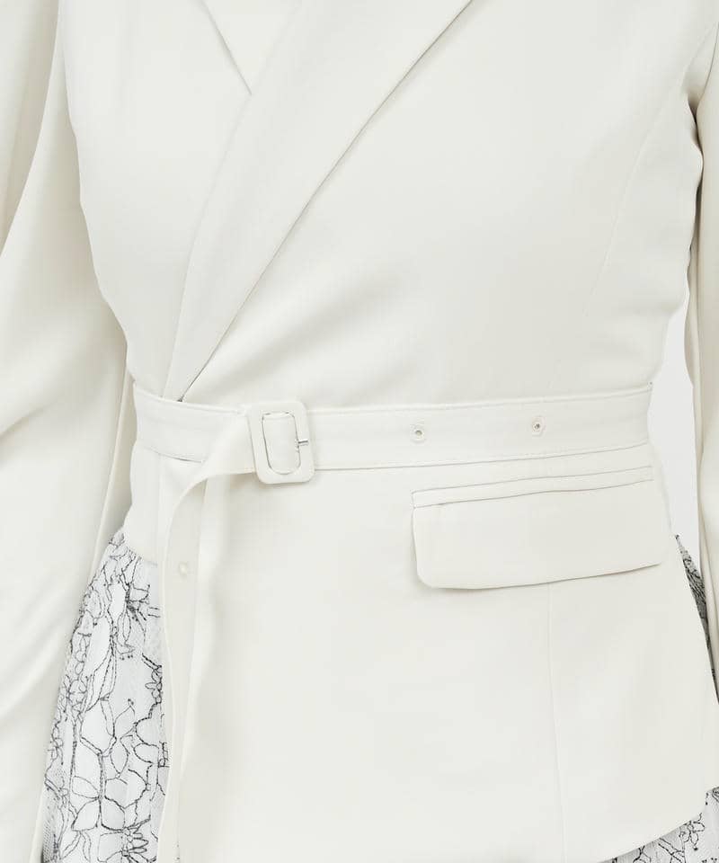 レースプリーツジャケットワンピース 詳細画像 オフホワイト 7