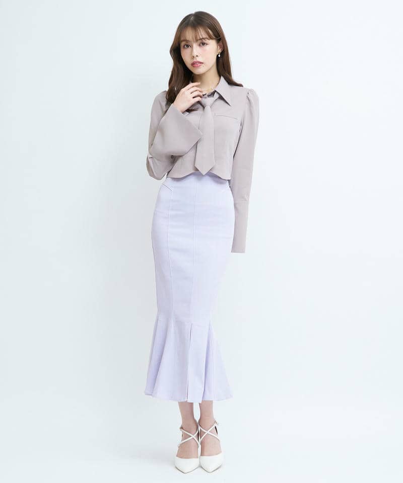 ガムストレッチマーメイドスカート&rsquo;24ｓ 詳細画像 パープル 2