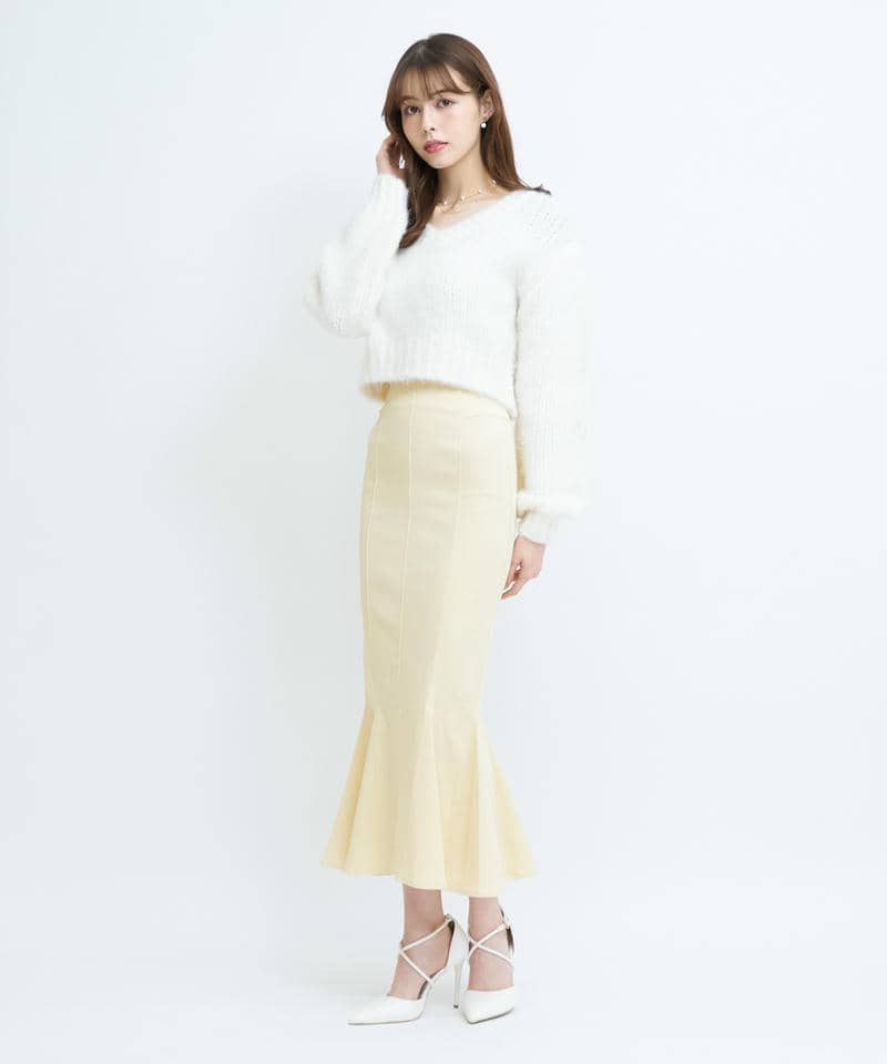 ガムストレッチマーメイドスカート&rsquo;24ｓ 詳細画像 イエロー 2