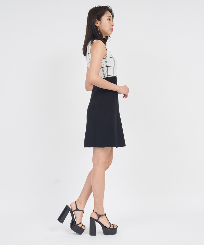 【丈が選べる】チェック柄エンブレム配色ミニワンピース 詳細画像 グリーン 2