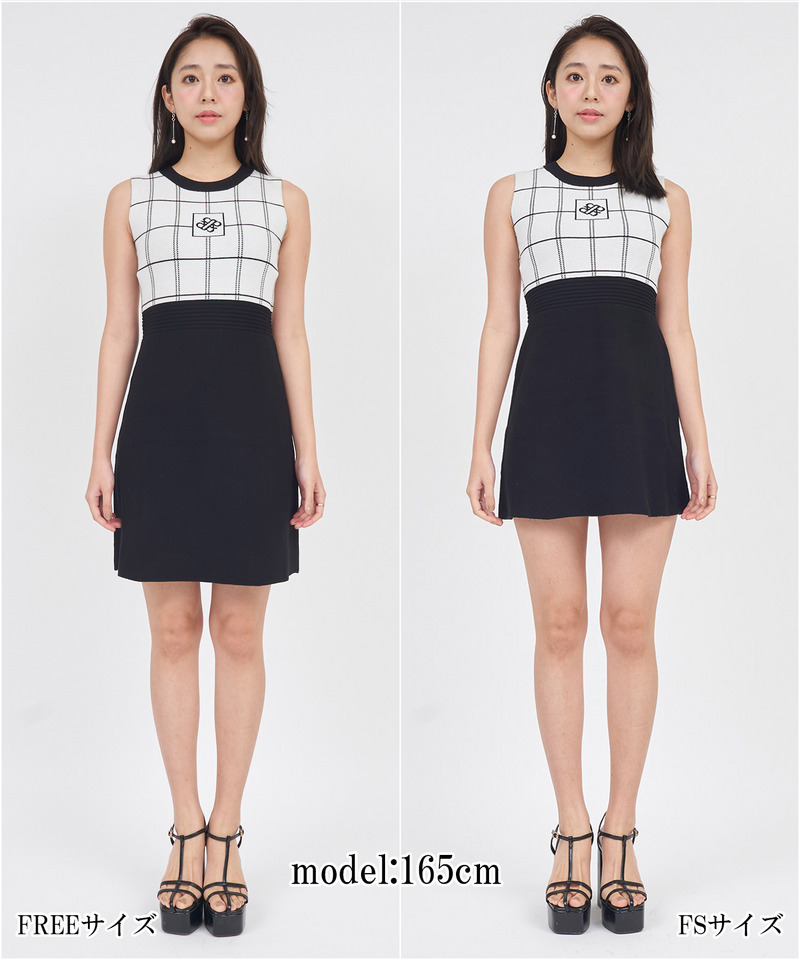 【丈が選べる】チェック柄エンブレム配色ミニワンピース 詳細画像 グリーン 6