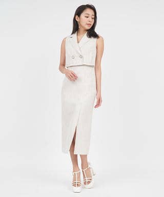 【丈が選べる】ツイードアンサンブルタイトワンピース