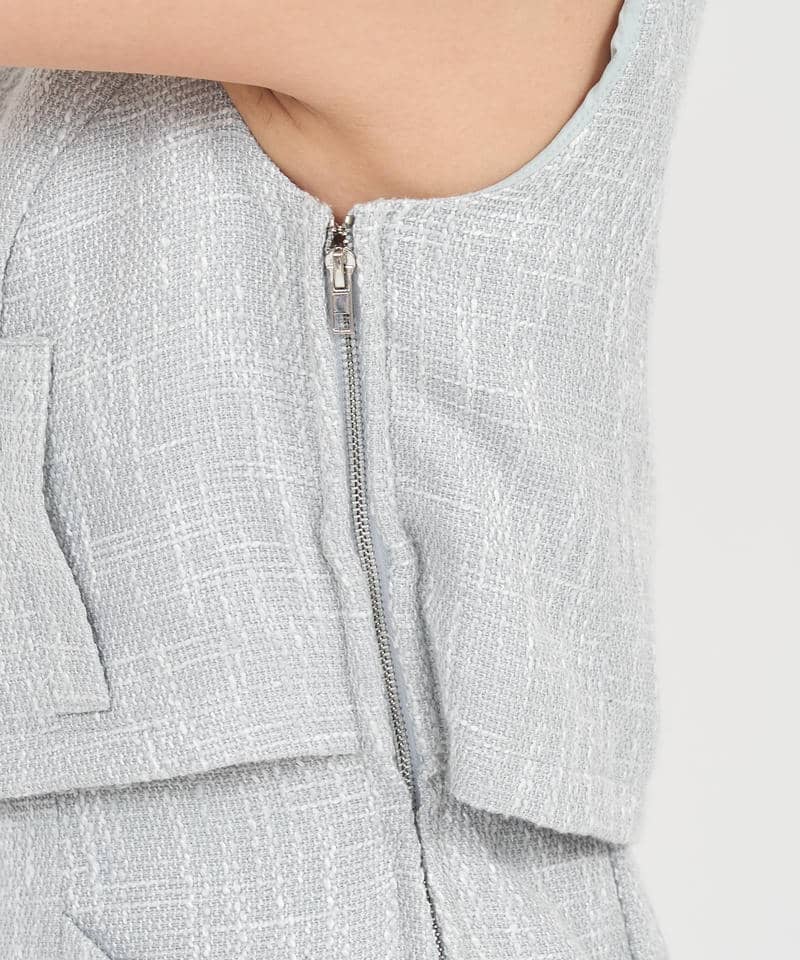 【丈が選べる】ツイードアンサンブルタイトワンピース 詳細画像 ブルー 5