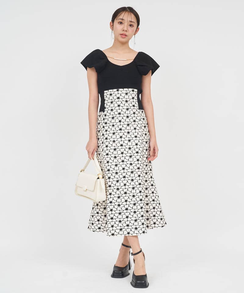 デザインスリーブパールチェーンニットトップス 詳細画像 ブラック 9