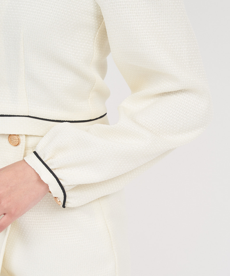 配色パイピングコンパクトジャケット 詳細画像 ピンク 6