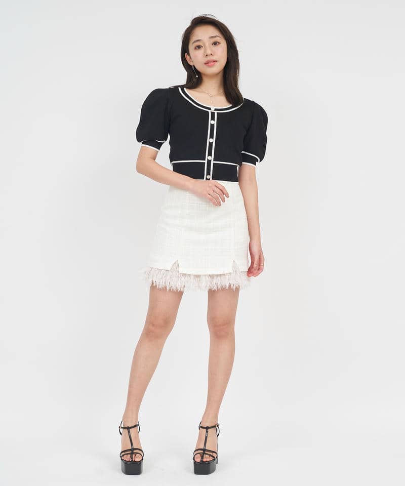 ラメフェザーツイードミニスカート 詳細画像 オフホワイト 2