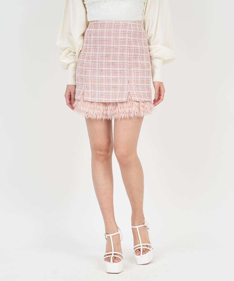 ラメフェザーツイードミニスカート 詳細画像 ピンク 1