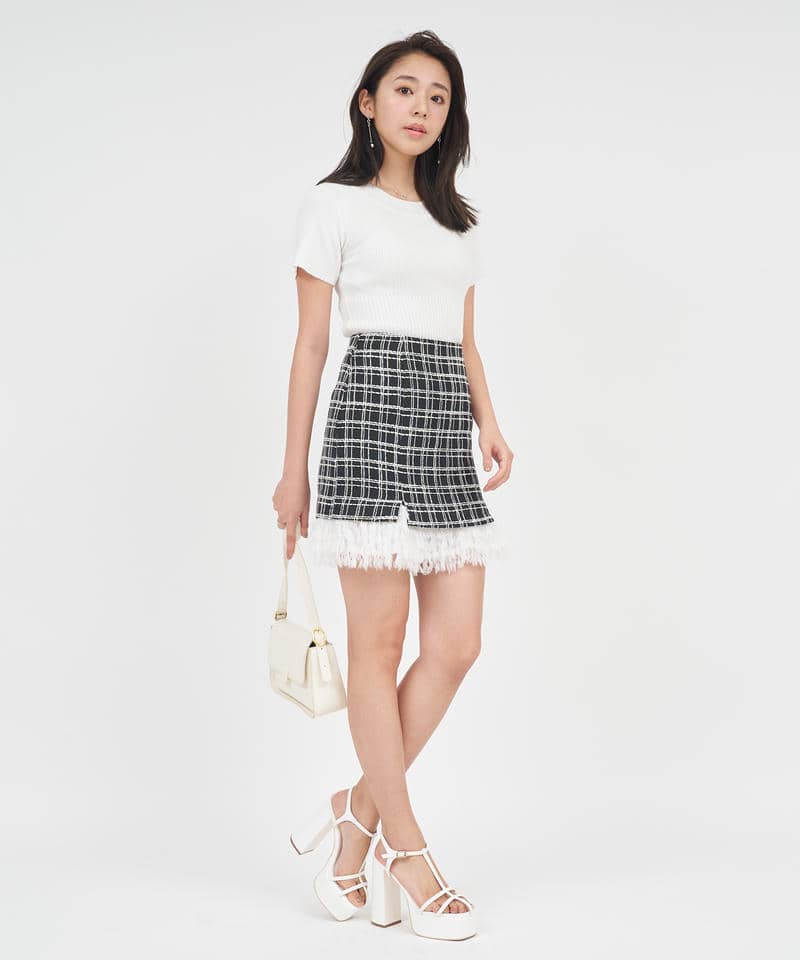 ラメフェザーツイードミニスカート 詳細画像 ブラック 7