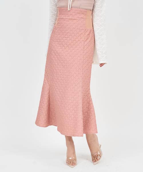 ハイウエストリブジャガードマーメイドスカート 詳細画像