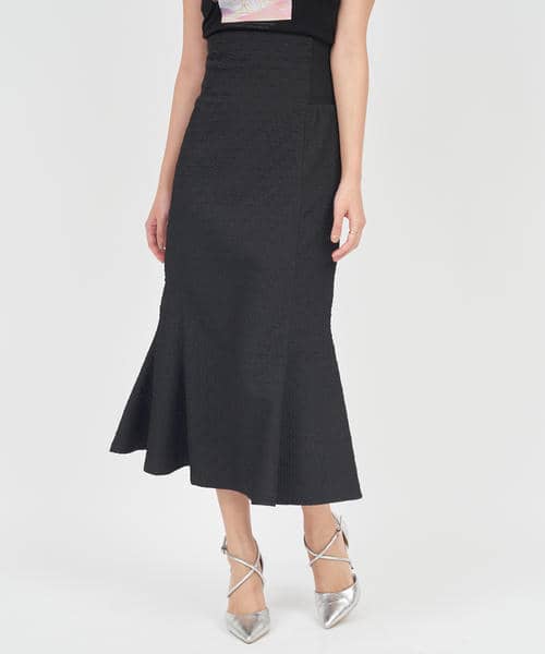 ハイウエストリブジャガードマーメイドスカート 詳細画像