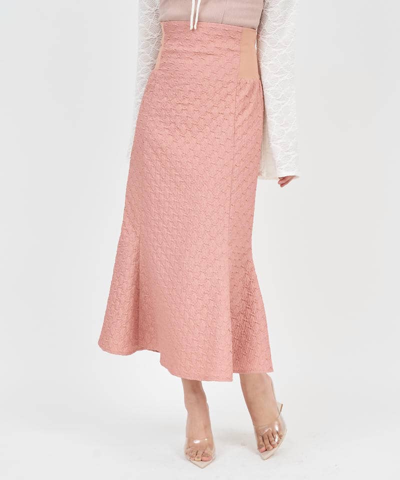 ハイウエストリブジャガードマーメイドスカート 詳細画像 ピンク 1