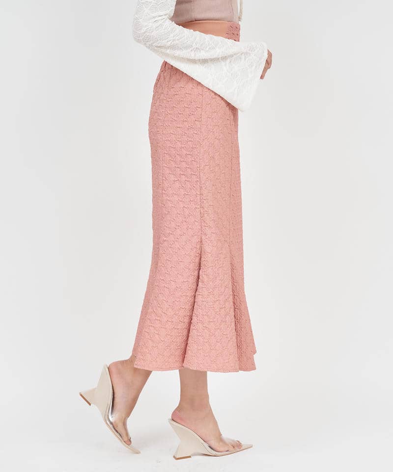 ハイウエストリブジャガードマーメイドスカート 詳細画像 ピンク 2