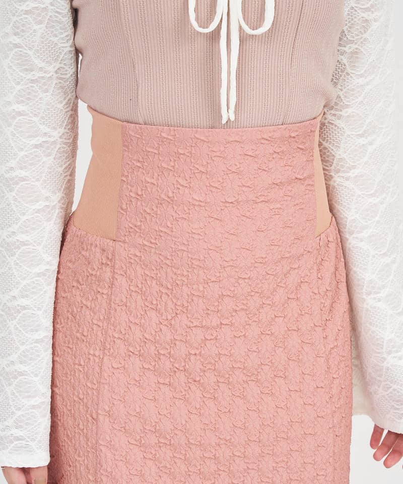 ハイウエストリブジャガードマーメイドスカート 詳細画像 ピンク 4