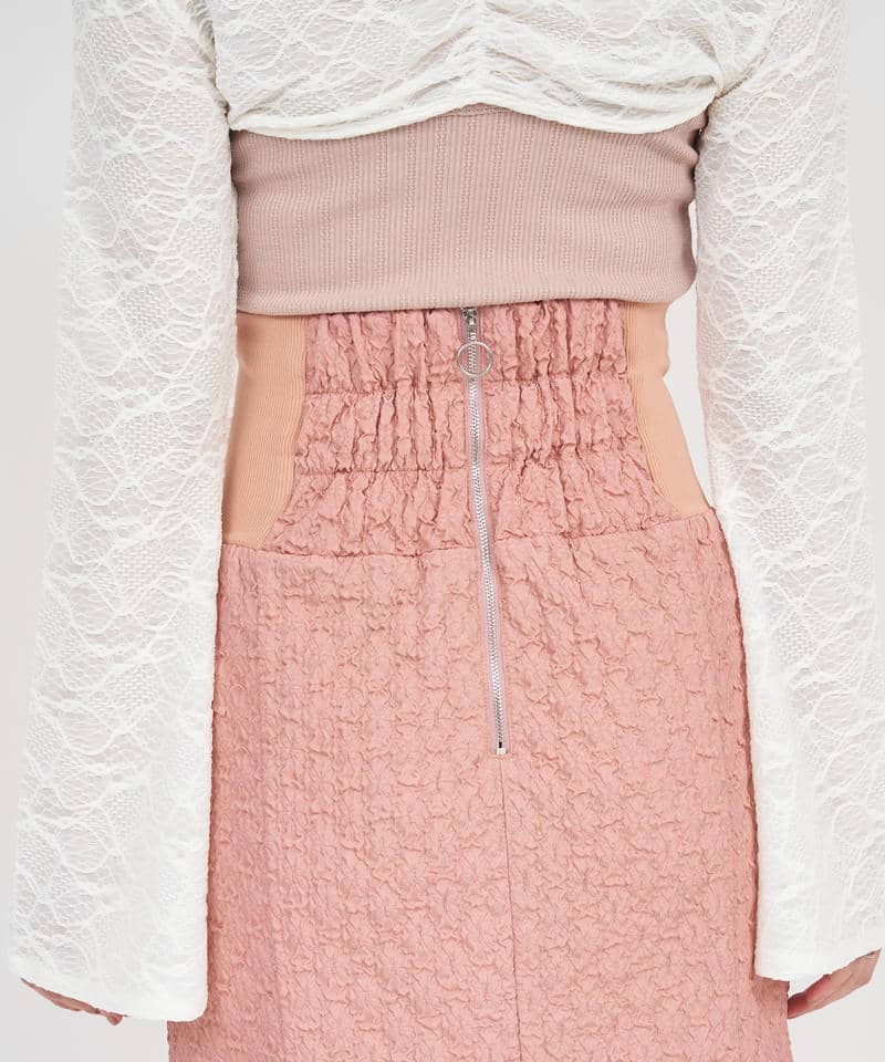 ハイウエストリブジャガードマーメイドスカート 詳細画像 ピンク 5